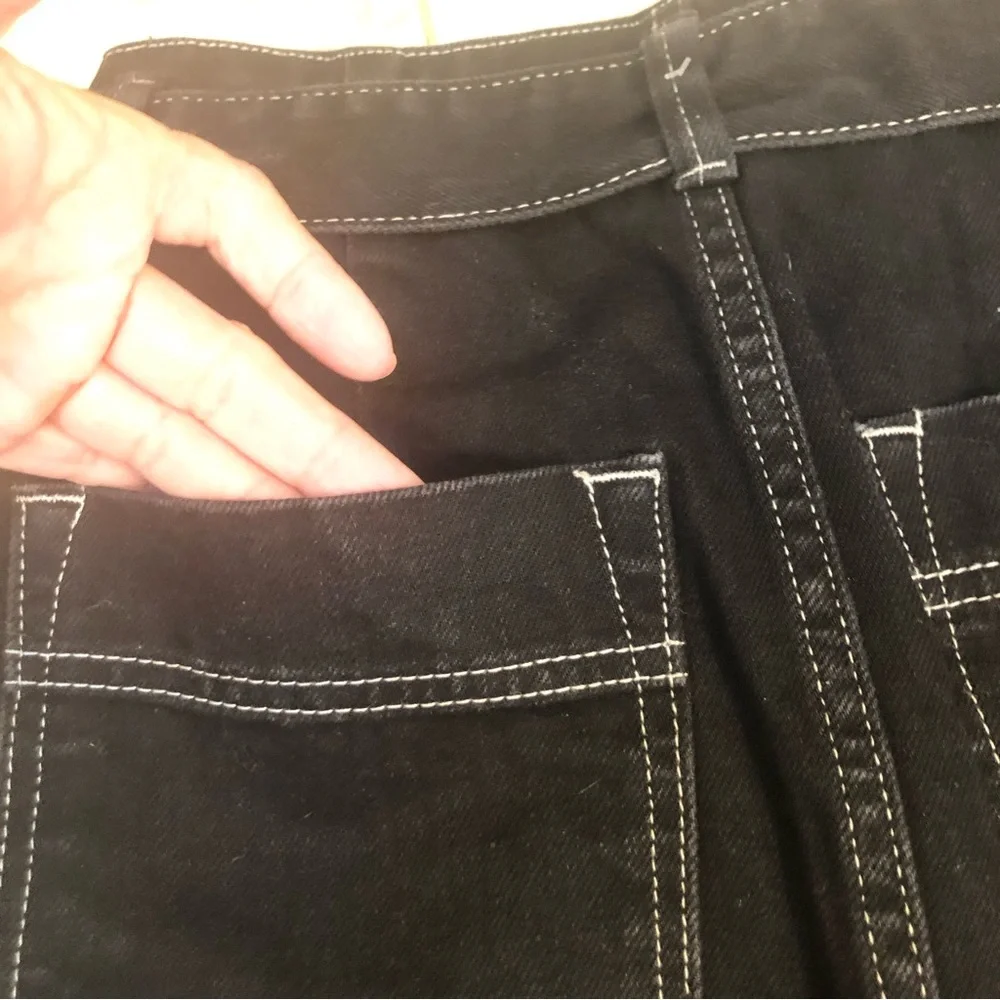 Mini skirt LOT of 2, dark denim zip and tie front and heavy thread stretch, Sz S - Picture 14 of 16